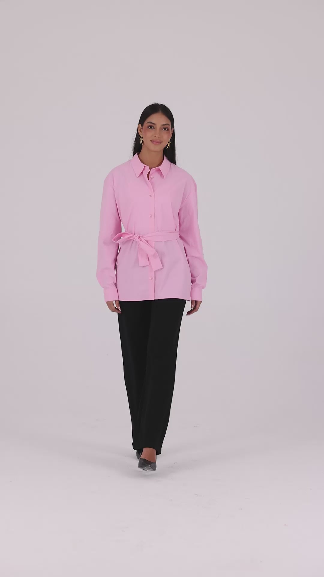 Kemerli Oversize Kimono Gömlek – Pembe