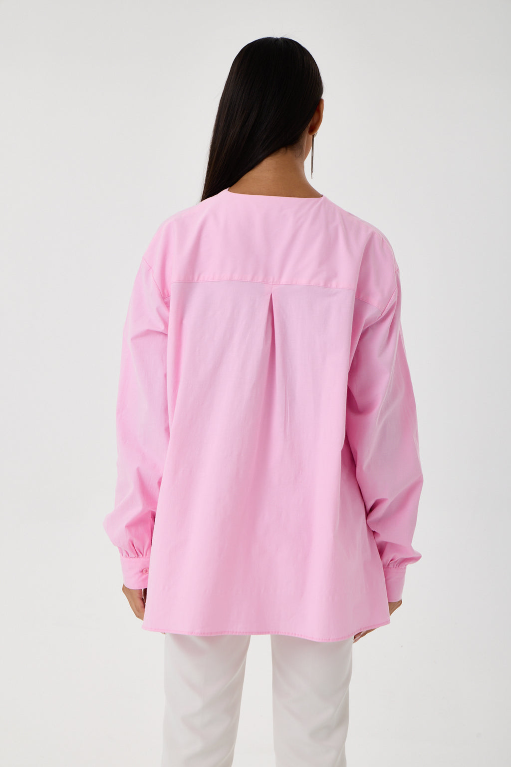 Beli Büzgü Detaylı Oversize Gömlek – Pembe
