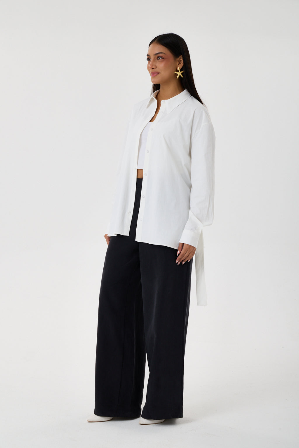 Kemerli Oversize Kimono Gömlek – Beyaz