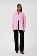 Kemerli Oversize Kimono Gömlek – Pembe