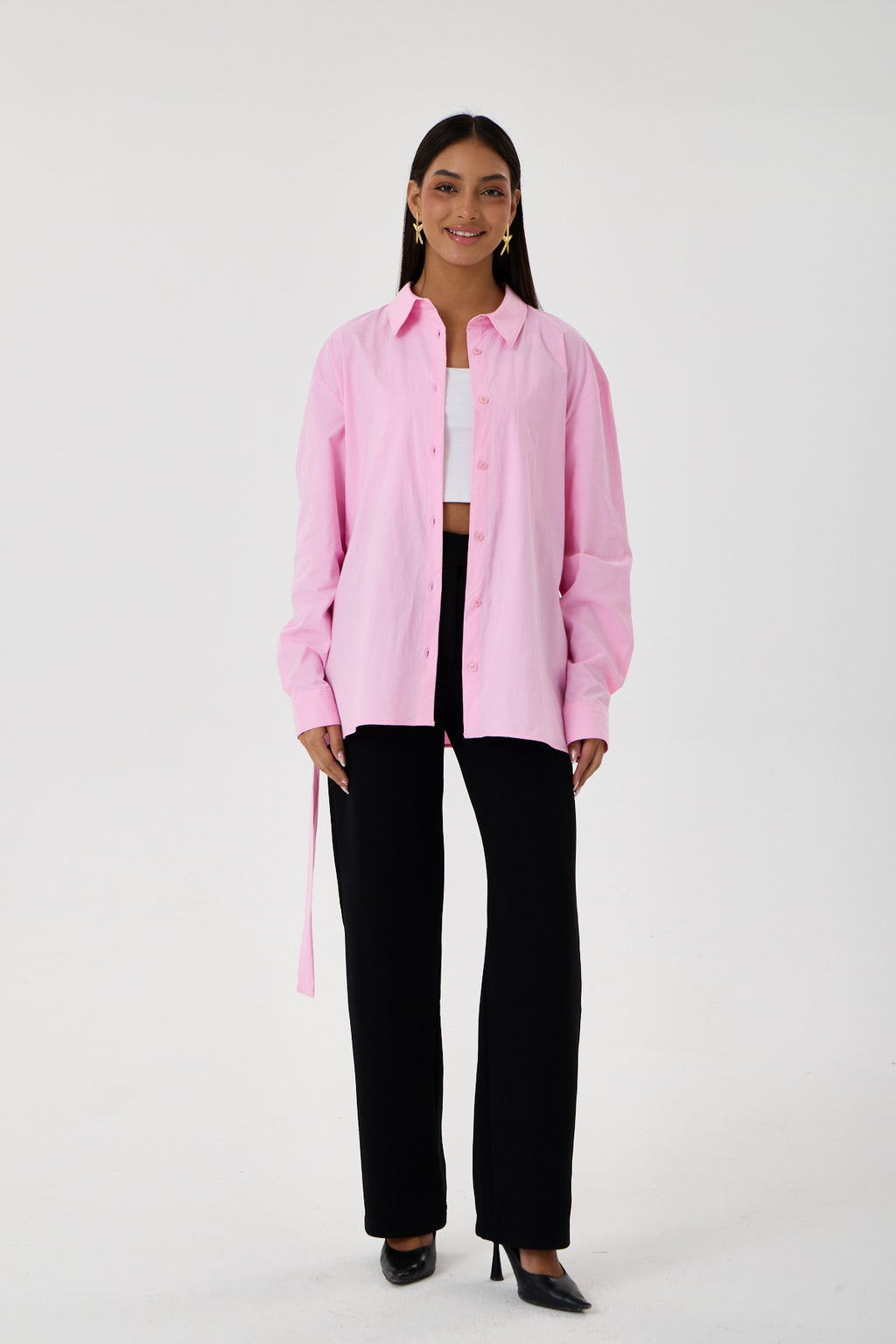 Kemerli Oversize Kimono Gömlek – Pembe