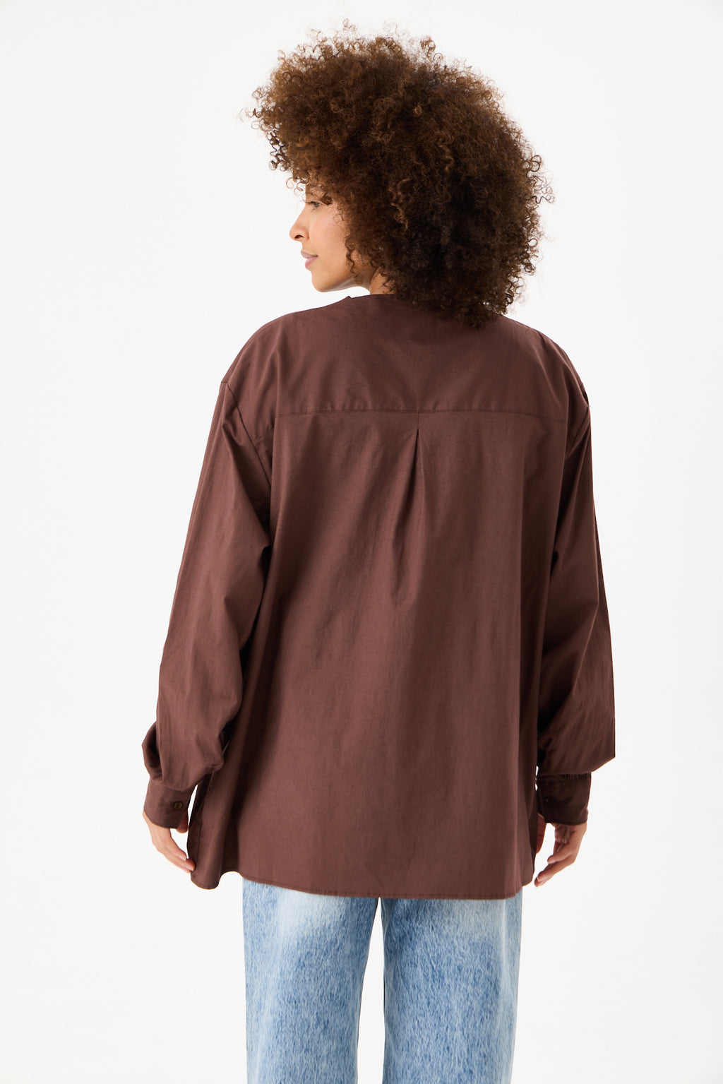 Beli Büzgü Detaylı Oversize Gömlek – Kahve